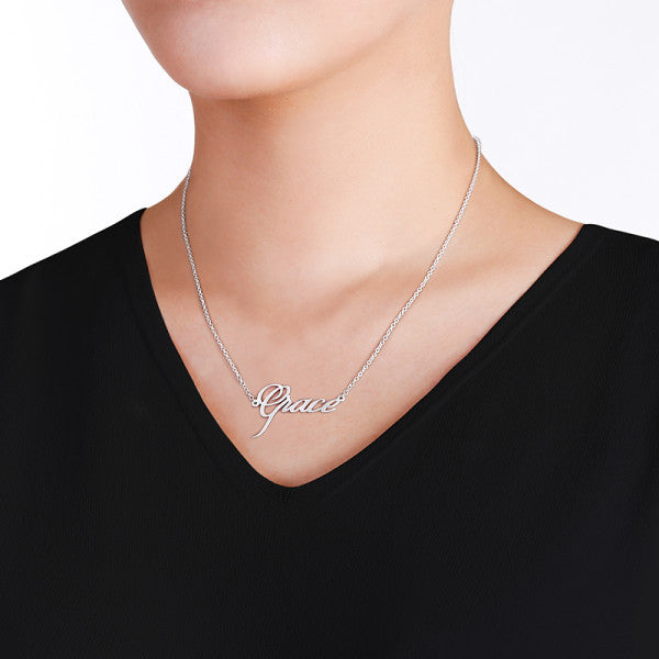 Grace - 925 Sterling Silver Personalized Name Necklace Adjustable 16”-20”