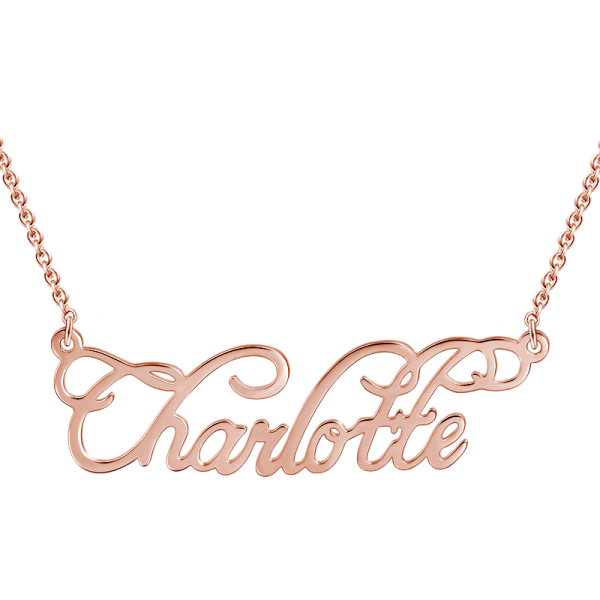 Copper/925 Sterling Silver Personalized "Charlotte" Style  Name Necklace - Adjustable 16”-20”