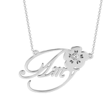 "Amy"Style Personalized White CZ Flower Name Necklace 925 Sterling Silver Yafeini Jewelry