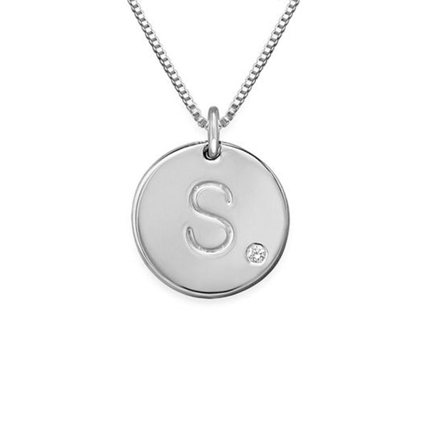 925 Sterling Silver Personalized Initial Diamond Necklaces Adjustable 16”-20”