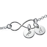 Infinity 925 Sterling Silver Personalized Engraved Initial Charms Bracelet Length Adjustable 6”-7.5”