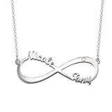 925 Sterling Silver Personalized Infinity Charm Necklace With Zircon  Adjustable 16”-20"