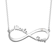925 Sterling Silver Personalized Infinity Charm Necklace With Zircon  Adjustable 16”-20"