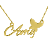 "Amy"Style 14K Personalized  Name Necklace Adjustable 16”-20”-White Gold/Yellow Gold/Rose Gold