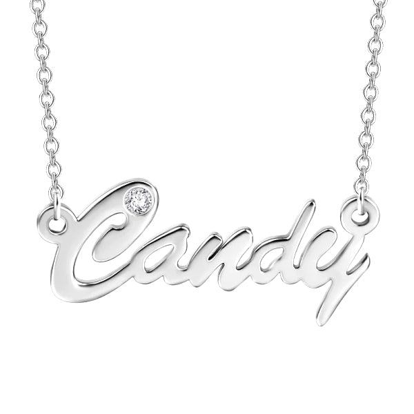 0.02ct Natural 10K/14K Gold Personalized Diamond Inlay Name Necklace Adjustable 16”-20”-White Gold/Yellow Gold/Rose Gold