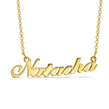 Natacha - 925 Sterling Silver Personalized Name Necklace 16"-20" Adjustable Chain White Gold Plated