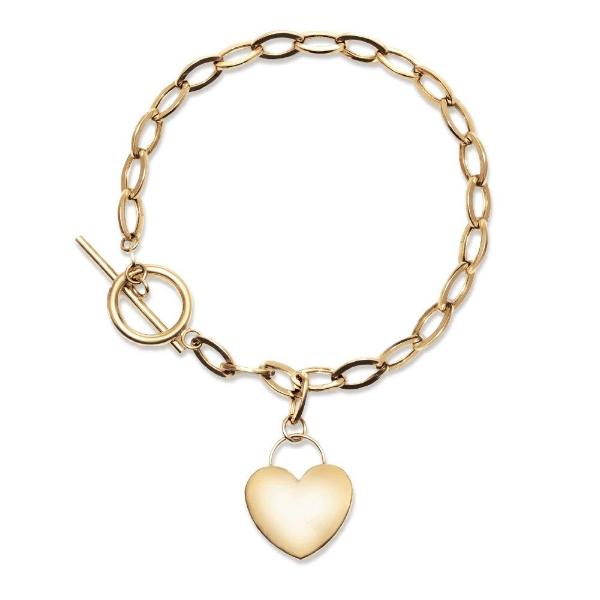 14K Gold Personalized Heart Tag Bracelet