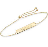 14K Gold Personalized Name Bar Bracelet Length Adjustable 6”-7.5”
