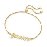 925 Sterling Silver Personalized Name Bracelet Length Adjustable 6”-7.5”