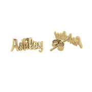 10K/14K Gold Personalized Script Name Stud Earrings
