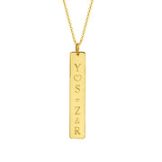 14K Gold Personalized Vertical Nameplate Necklace Adjustable 16”-20”