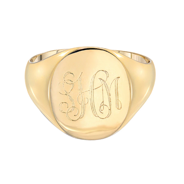 Copper/925 Sterling Silver Personalized Monogram Signet Ring