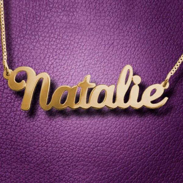 Natalie - 925 Sterling Silver Personalized Classic Name Necklace Adjustable 18”-20”