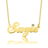 14K Gold Personalized Crystal Name Necklace  Adjustable 16”-20”