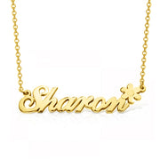 14K Gold Personalized Flower Name Necklace Adjustable 16”-20”