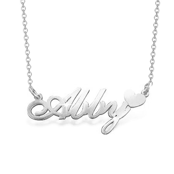 14K Gold Personalized Name Necklace With Heart Adjustable 16”-20”