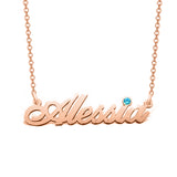 Alessia - 925 Sterling Silver Personalized Birthstone Name Necklace  Adjustable 16”-20”
