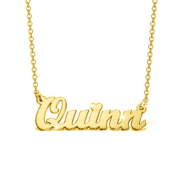 14K Gold Personalized Name Necklace With A Heart Adjustable 16”-20”