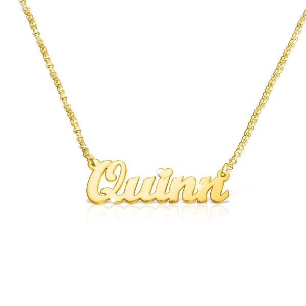 Quinn - 925 Sterling Silver Personalized Classic Name Necklace With A Heart Adjustable 16”-20”