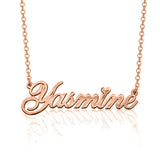 Yasmine - 925 Sterling Silver Personalized Classic Cursive Heart Name Necklace Adjustable 18”-20”