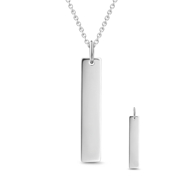 Copper/925 Sterling Silver Personalized  Engravable Vertical Bar Necklace Adjustable 16”-20”