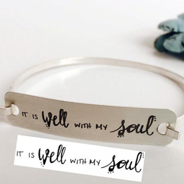 925 Sterling Silver Personalized  Handwritten Engraved Bangle