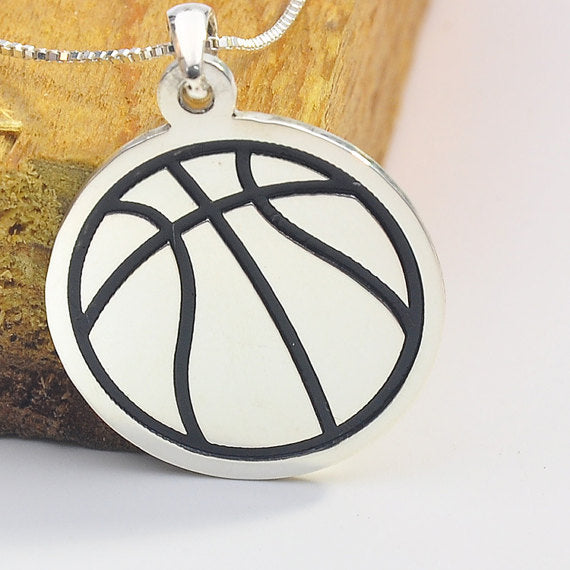 925 Sterling Silver Personalized Basketball Name Necklace-Adjustable 16”-20”