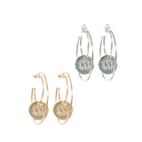 Copper/925 Sterling Silver Personalized Monogram Hoop Earrings