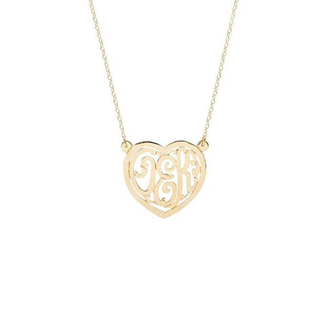 925 Sterling Silver Custom Monogram Heart Necklace Adjustable 16”-20”