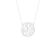 925 Sterling Silver Personalized Birthstone Monogram Necklace Adjustable 16”-20”
