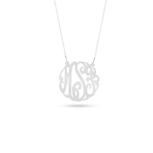 925 Sterling Silver Personalized Monogram Acrylic Necklace Adjustable 16”-20”