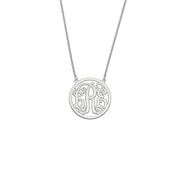 Copper/925 Sterling Silver Personalized Circle Monogram Pendant Necklace Adjustable 16”-20”