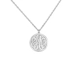 Copper/925 Sterling Silver Personalized Monogram Round Pendant Necklace Adjustable 16”-20”