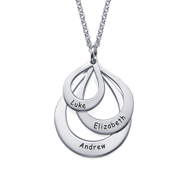 Water Drop 925 Sterling Silver Personalized Engravable Name Necklaces- Adjustable 16”-20”
