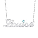 Louise - Copper/925 Sterling Silver/10K/14K/18K Personalized Name Necklace with Birthstone  Adjustable 16”-20”