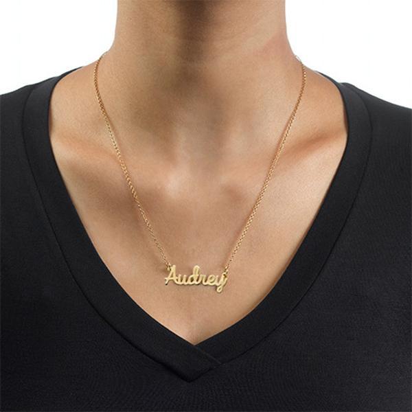 Audrey - 925 Sterling Silver Personalized Cursive Name Necklaces Adjustable Chain 16”-20”