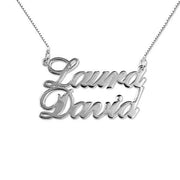 925 Sterling Silver Personalized Two Name Pendant Necklace Adjustable 16”-20”