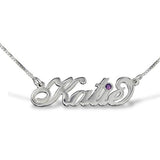 "Katie"Style Copper/925 Sterling Silver Personalized Crystal Name Necklace Adjustable 18”-20”
