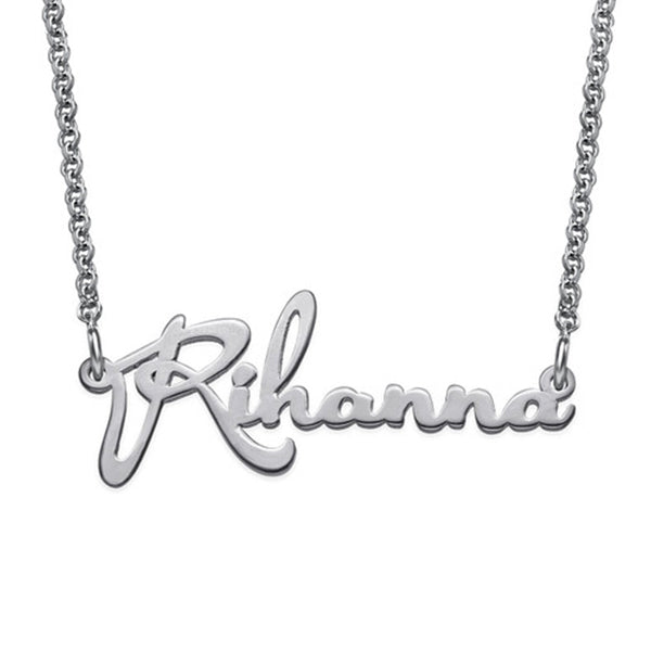 "Rihanna"-Copper/925 Sterling Silver Personalized Classic Name Necklaces Adjustable Chain 16”-20”