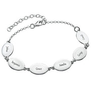Oval Design 925 Sterling Silver Personalized Engraved Bracelet Length Adjustable 6”-7.5”