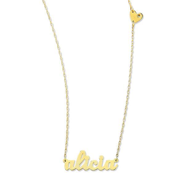 alicia - Adjustable 16”-20”Classic 925 Sterling Silver Name Necklace With Heart