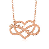 Infinity Love Copper/925 Sterling Silver Personalized Couple Name Necklace Adjustable 18”-20”