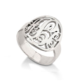 Copper/925 Sterling Silver Personalized Cutout Framed Monogram Ring