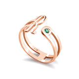 Copper/925 Sterling Silver Personalized Birthstone Open Ring With Initial