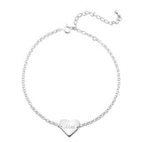 925 Sterling Silver Personalized Heart Anklet Adjustable 8.5”-10”