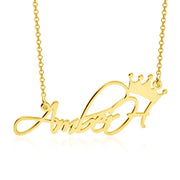 AmberH - Copper/925 Sterling Silver Personalized Princess Crown Name Necklace Adjustable Chain 16”-20"