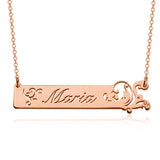 Copper/925 Sterling Silver Personalized Vine Bar Necklace Adjustable 16”-20”