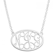 Oval 925 Sterling Silver Personalized Monogram Necklace Adjustable 16”-20”