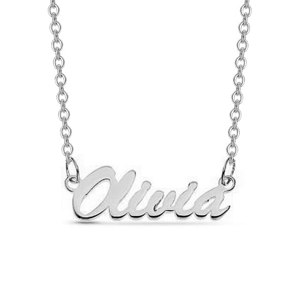 Olivia - 925 Sterling Silver Personalized Script Name Necklace Adjustable Chain 16”-20”
