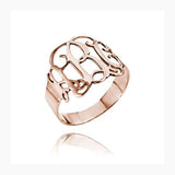 Copper/925 Sterling Silver Personalized Cut Out Ring with Monogram